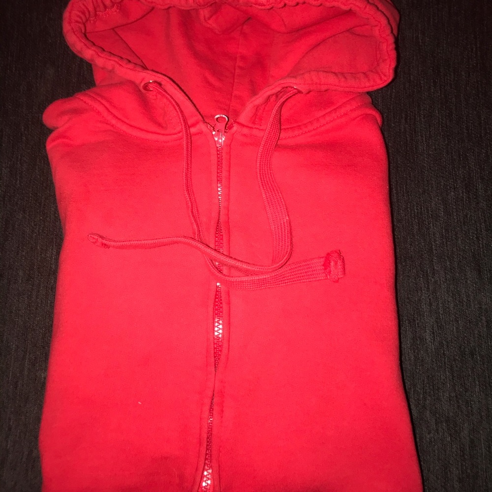 Red hoodie.